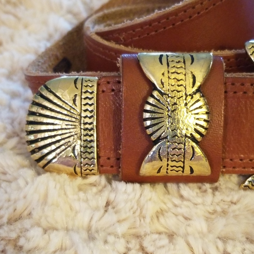 Brown leather womans belt - Picture 3 of 4